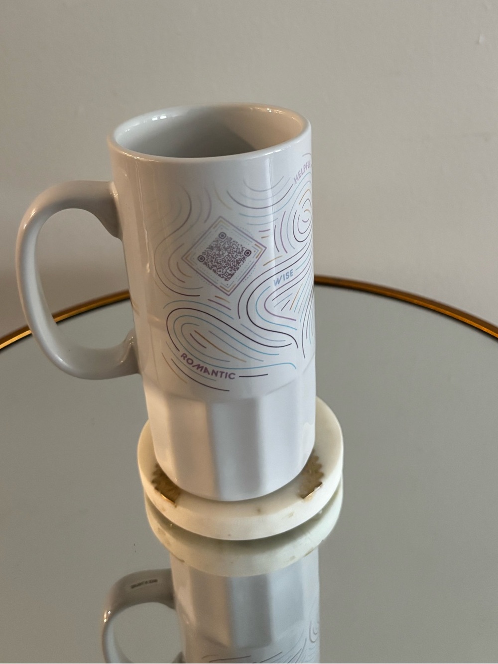 Zodiac White Pisces Ceramic Mug with Brown Fish Accent - Picture 2 of 3